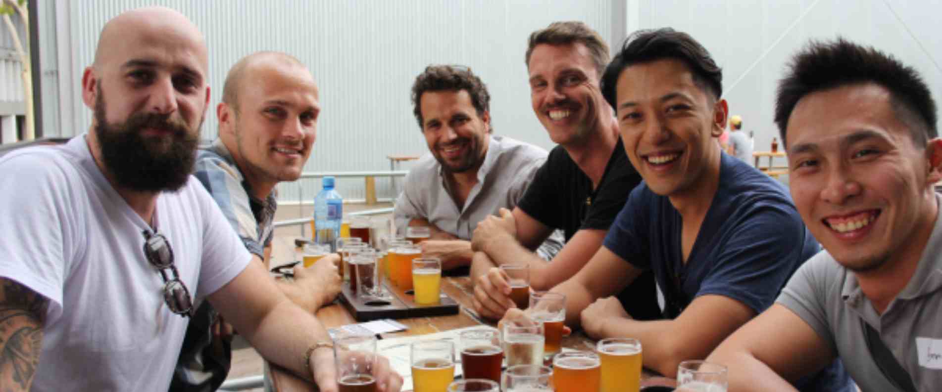 Group of Friends drinking at a brewery